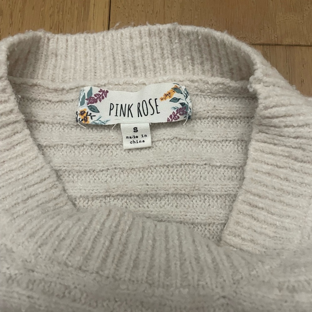 Pink Rose Off-White Ribbed Sweater - Picture 2 of 2